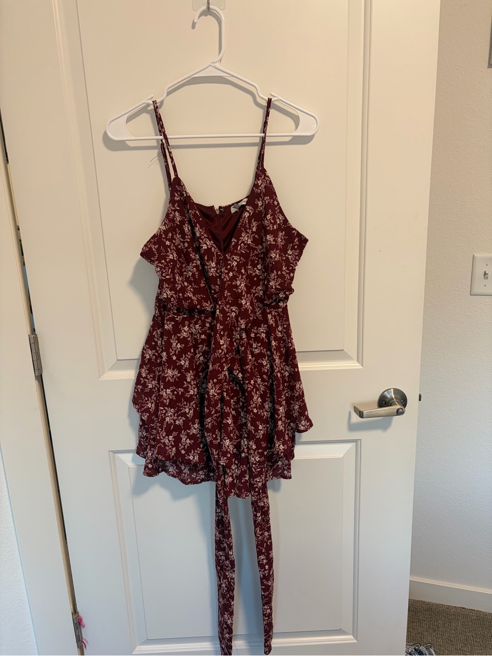 Burgundy Floral Spaghetti Strap Romper